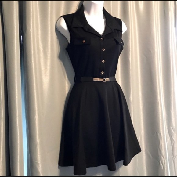 Lovely Day black dress with collar and belt - Picture 3 of 9